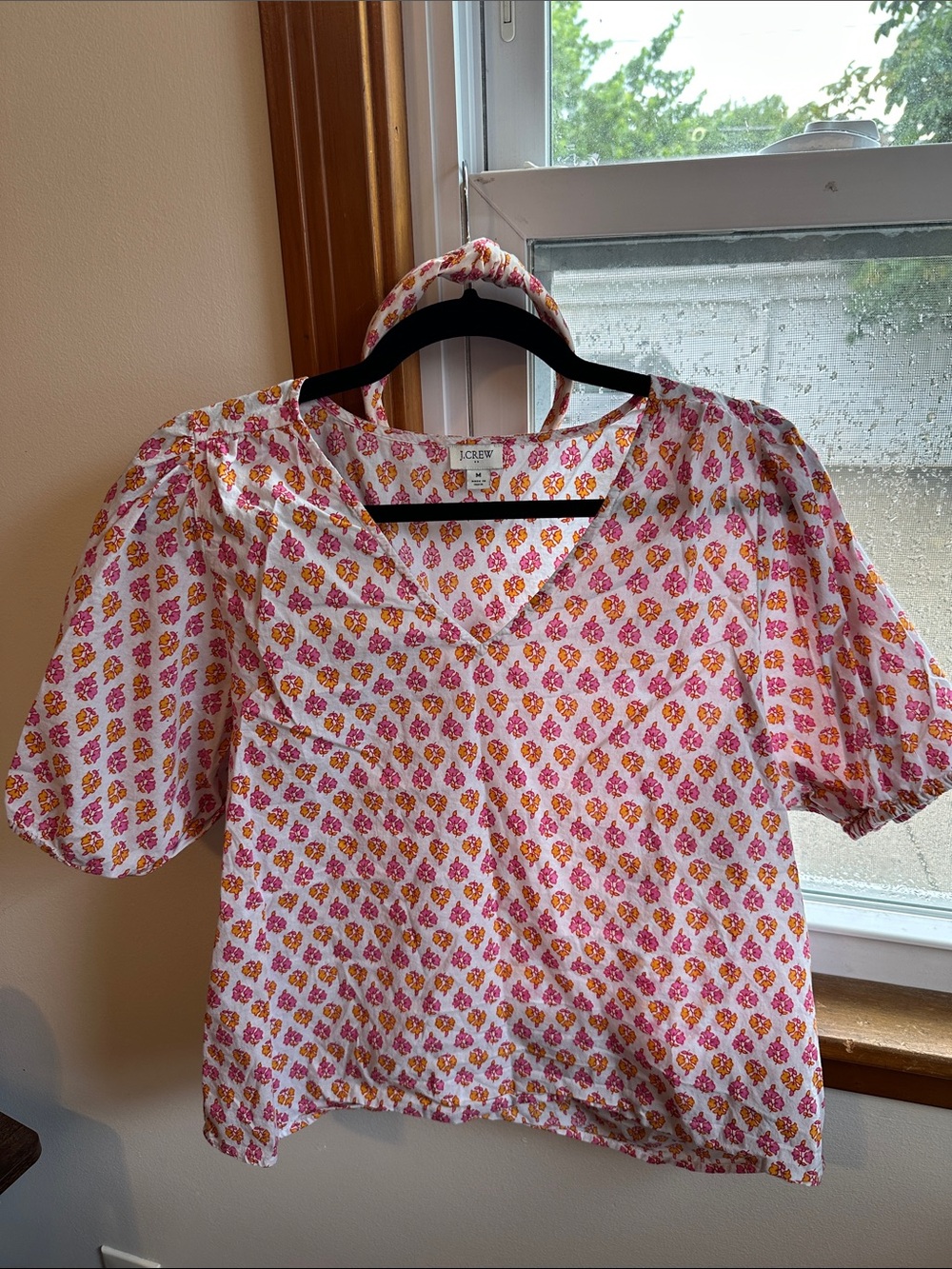 J. Crew Floral V-Neck Blouse - 100% Cotton with Matching Head Band